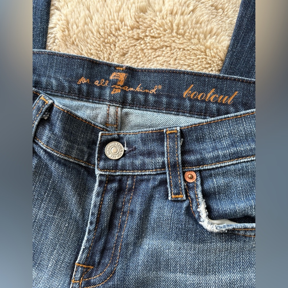 7 For All Mankind Dark Blue Flare Jeans - Picture 3 of 8